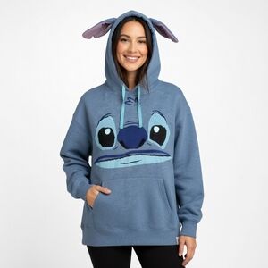 Disney Lilo & Stitch hoodie features a "big face" graphic of Stitch and Ears